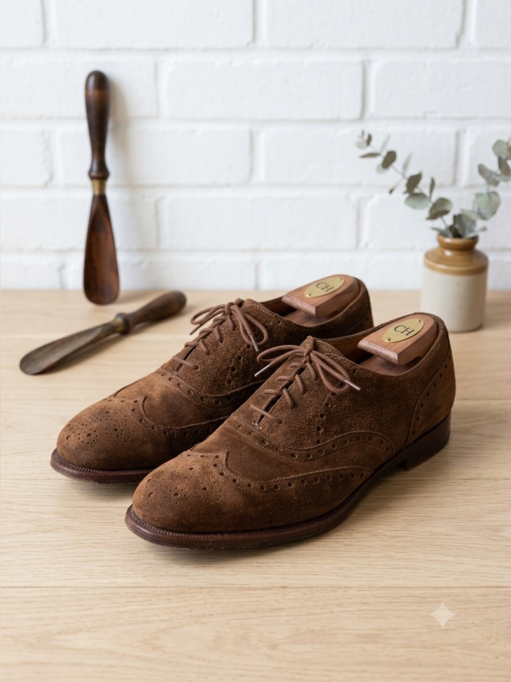 Grenson Men Oxford 8.5 D Brown Suede Leather Wingtip Brogue Dress Shoes‎